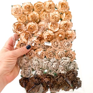 25-50 Tea Rose Mulberry Paper Flowers 40 mm CHOOSE COLOR Paper Roses, Mulberry Roses Peach, Blue, Earth, White, Rainbow, Purple, Red Earth - 1255 -SAA072