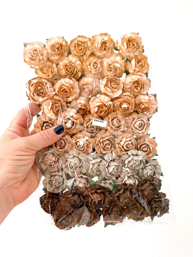 25-50 Tea Rose Mulberry Paper Flowers 40 mm CHOOSE COLOR Paper Roses, Mulberry Roses Peach, Blue, Earth, White, Rainbow, Purple, Red Earth - 1255 -SAA072