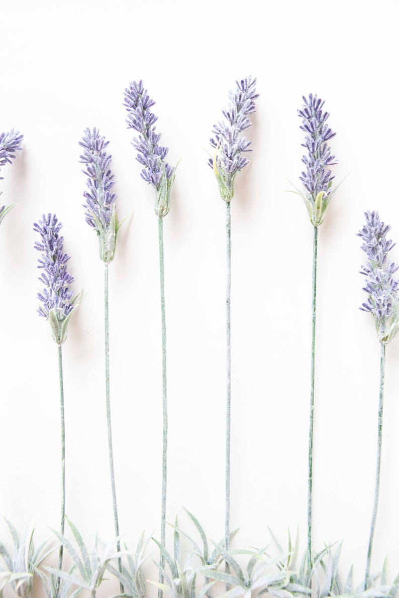 7 Artificial Lavender Stems in Lavender Purple Artificial Etsy