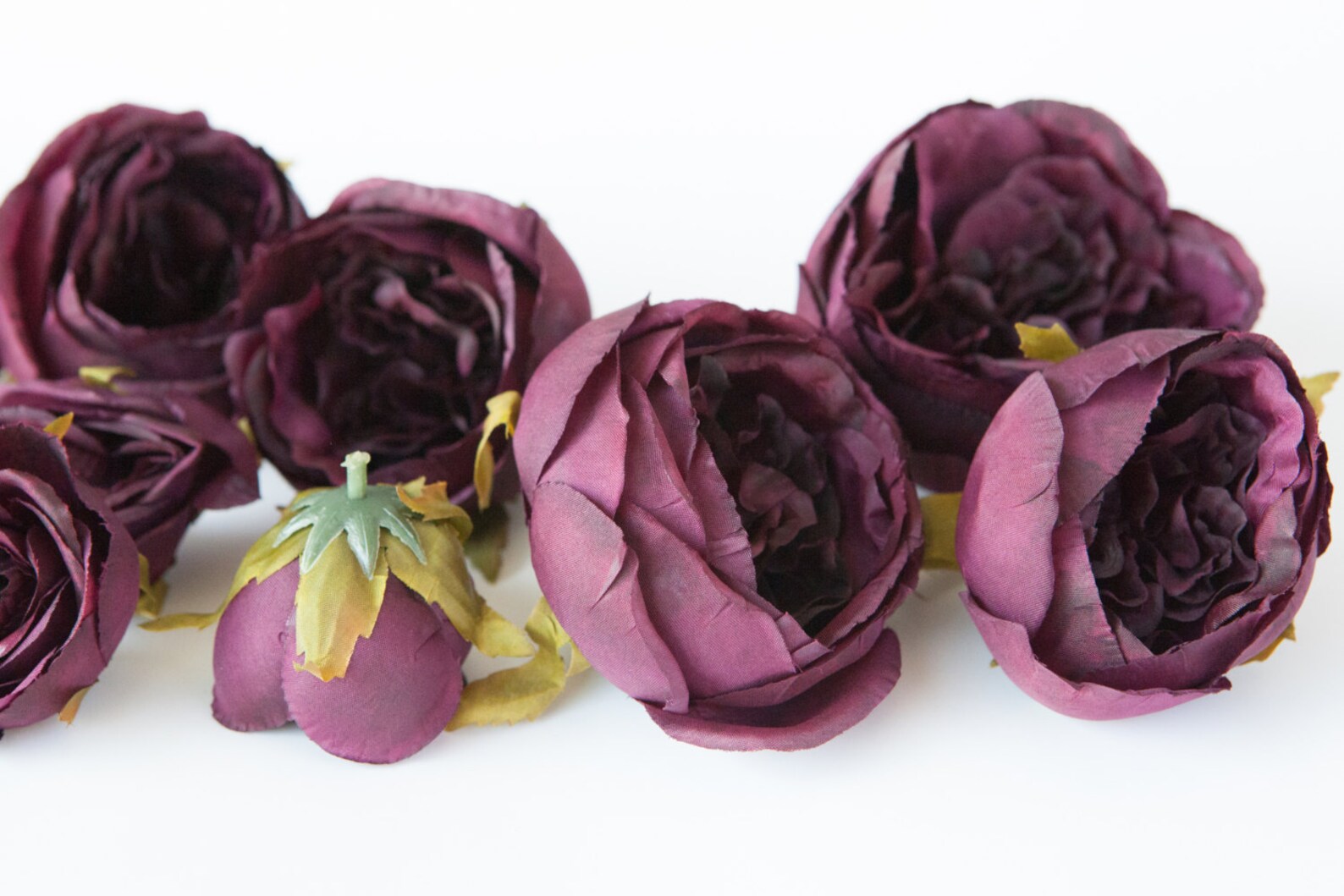 Set of 9 Small to Large Cabbage Roses in Plum Dark Purple Etsy