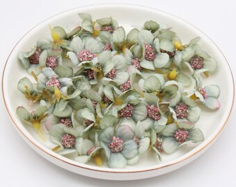 50 Tiny Blossoms in SAGE GREEN - Read Description - Artificial Flowers - Pastel Blossoms - ITEM 01495