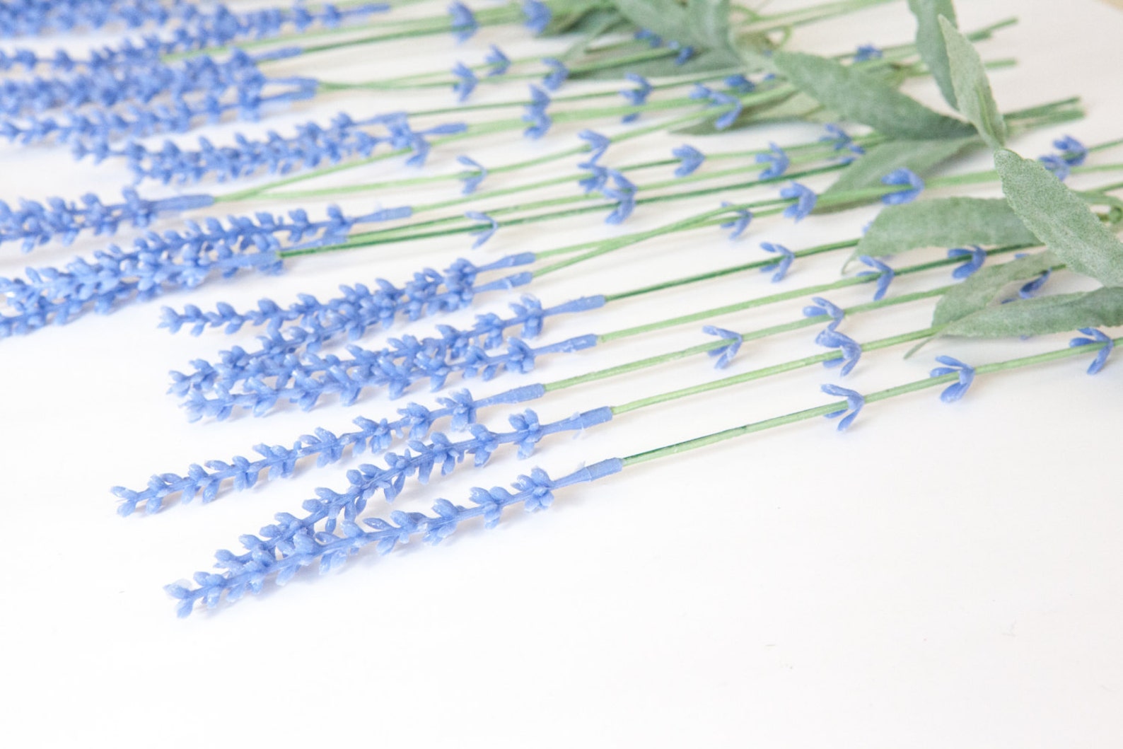 14 Artificial Lavender Stems in Periwinkle Artificial Etsy