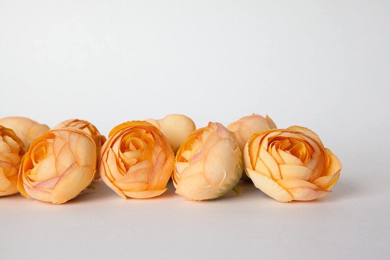 ITEM 01271 silk artificial flower 10 Small Ranunculus in Light Coral Orange