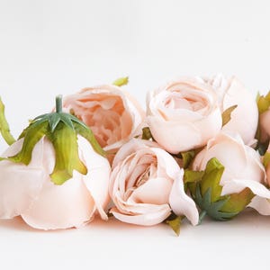 Set of 9 Small to Large Cabbage Roses in Creamy Blush Pink Flowers, Silk flowers, Artificial Flowers read description ITEM 01194 image 4