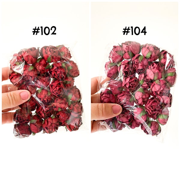 25 Ranunculus made with Mulberry Paper in Red - Artificial Flowers, Paper Flowers, Red Paper Ranunculus