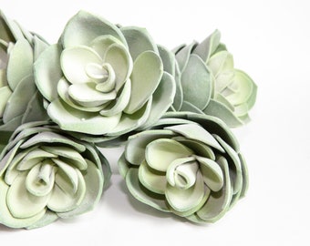 Faux Rose Echeveria Succulent in Frosted Two Tone Green - AS IS - Artificial Succulent, Faux Succulent, Fake Succulent