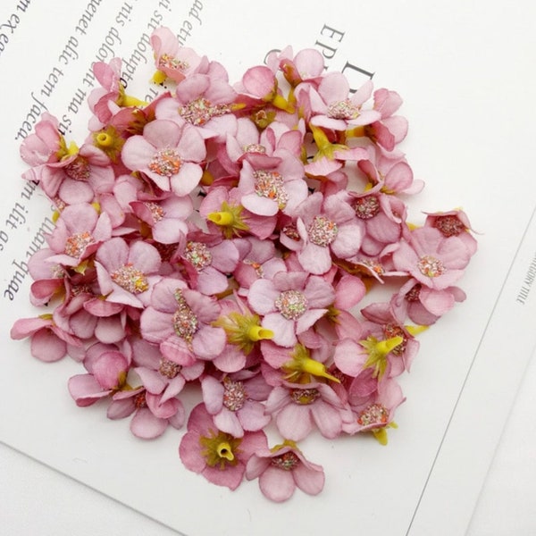 50 Tiny Blossoms in PURPLE PINK - Read Description - Artificial Flowers - Pastel Blossoms - ITEM 01497