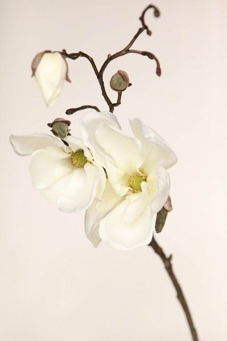 Silk Flower Stem 19 Magnolia Spray in White Floral Arrangement Supply ITEM 0912 image 2