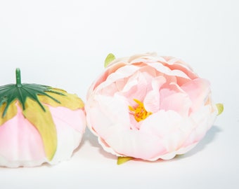 Full Double Peony in Light Pink and White - Artificial Flowers, Artificial Peonies - ITEM 01541