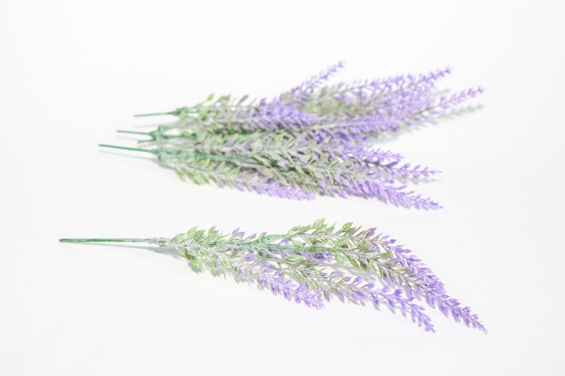 Faux Lavender 5 Frosted Artificial Lavender Stems in Purple Etsy