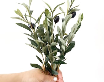Olive Branch Stems in Green - Filler, Crown Filler, Foliage, Olive Branch, Olives, Artificial Flowers - ITEM 01353