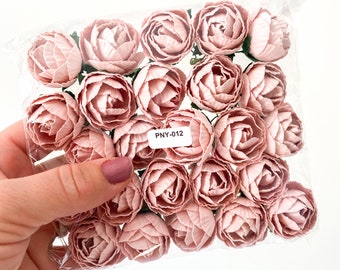 25 Mulberry Paper Ranunculus Buds in Light Vintage Rose Pink - Artificial Flowers, Paper Flowers, Paper Ranunculus - ITEM 01715