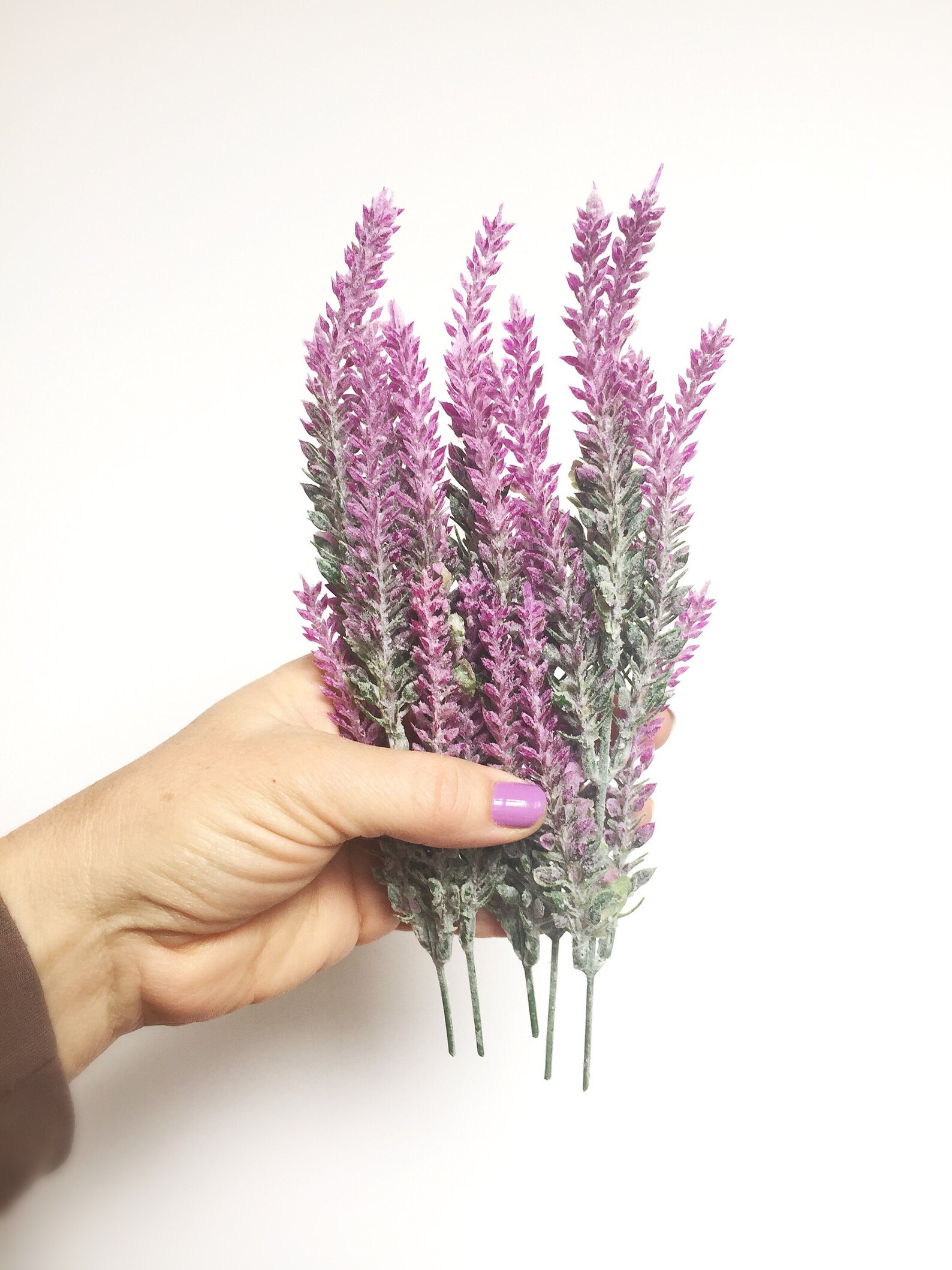 Faux Lavender 5 Frosted Artificial Lavender Stems in Orchid Etsy
