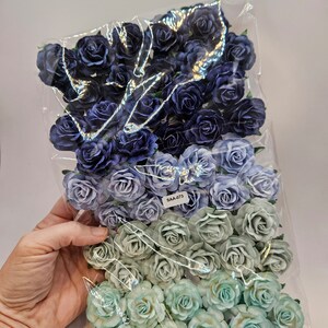 25-50 Tea Rose Mulberry Paper Flowers 40 mm CHOOSE COLOR Paper Roses, Mulberry Roses Peach, Blue, Earth, White, Rainbow, Purple, Red image 10
