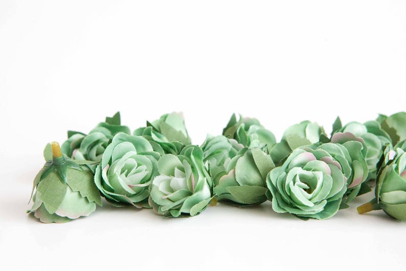 30 Mini Roses in Two Tone Sage Green SMALL Artificial Roses Etsy