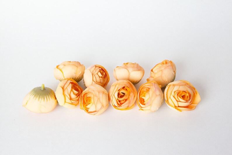 ITEM 01271 silk artificial flower 10 Small Ranunculus in Light Coral Orange