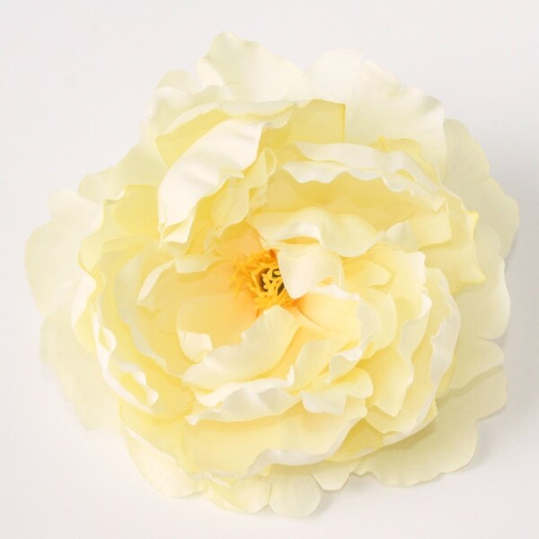 CLEARANCE: was 3.69 - Shabby Chic Sweet Light Yellow Peony  -- 6 inches  -artificial flower - ITEM 0708