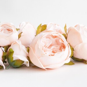 Set of 9 Small to Large Cabbage Roses in Creamy Blush Pink Flowers, Silk flowers, Artificial Flowers read description ITEM 01194 image 2