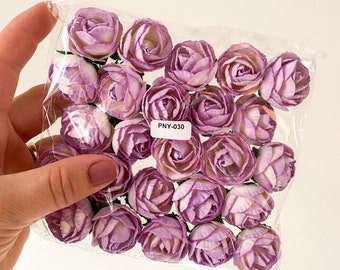 25 Mulberry Paper Ranunculus Buds in Light Orchid and White - Artificial Flowers, Paper Flowers, Paper Ranunculus - ITEM 01722