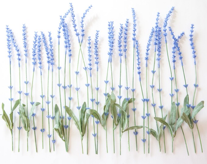 14 Artificial Lavender Stems in Periwinkle Artificial Etsy