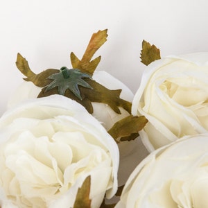 Set of 9 Small to Large Cabbage Roses in Ivory White Silk Artificial Flowers read description ITEM 01004 image 4