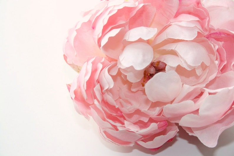 Silk Blend Peony in Shabby Chic Whimsical Light Pink silk artificial flower ITEM 0511 image 1