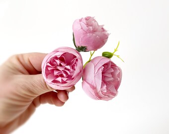 12 Mini Peonies in Pink - Artificial Flowers - ITEM 01335