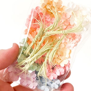 100 Mini Sweetheart Blossoms Paper Flowers in Spring Pastels Spring Blossoms, Pastel Paper Flowers Tiny Paper Flowers ITEM 035 image 2