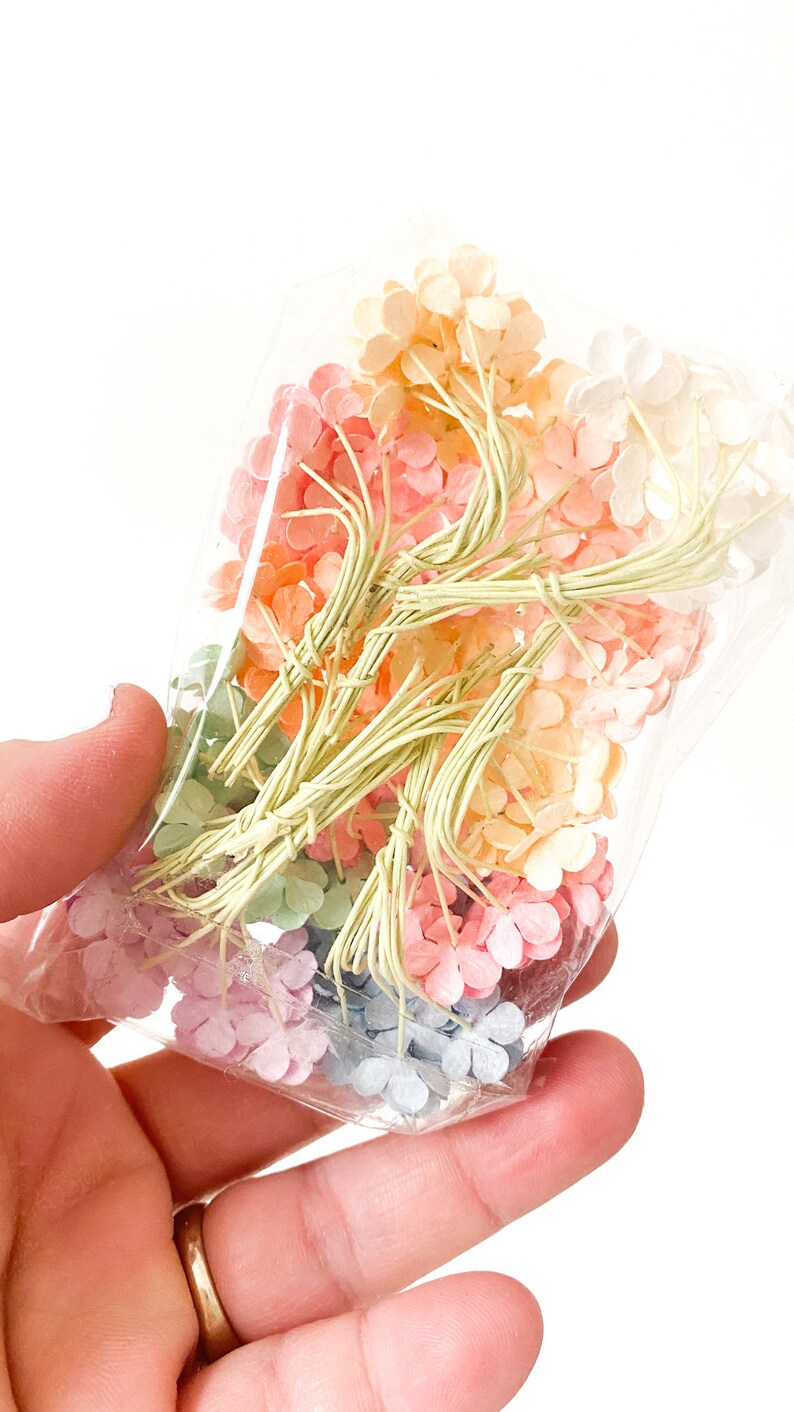100 Mini Sweetheart Blossoms Paper Flowers in Spring Pastels Spring Blossoms, Pastel Paper Flowers Tiny Paper Flowers ITEM 035 image 2