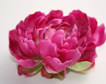 Silk Blend Peony in Fuchsia Raspberry - Silk Artificial Flower - ITEM 0512