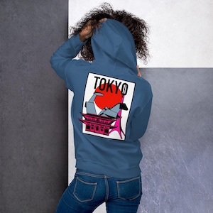 Retro Tokyo Rampage Hoodie – Origami Godzilla Sweatshirt, Japanese Kaiju Streetwear, Vaporwave Monster Hoodie, 80s Japan Aesthetic