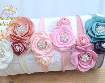 Baby Girl Headband, flower girl headband, fancy baby bow headband, newborn headband, pageant headband, toddler girl flower headband, bows