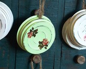 mason jar ornament fruit canning lid upcycled recycled salvaged repurposed cottage roses shabby chic green ornie christmas gift tie prim