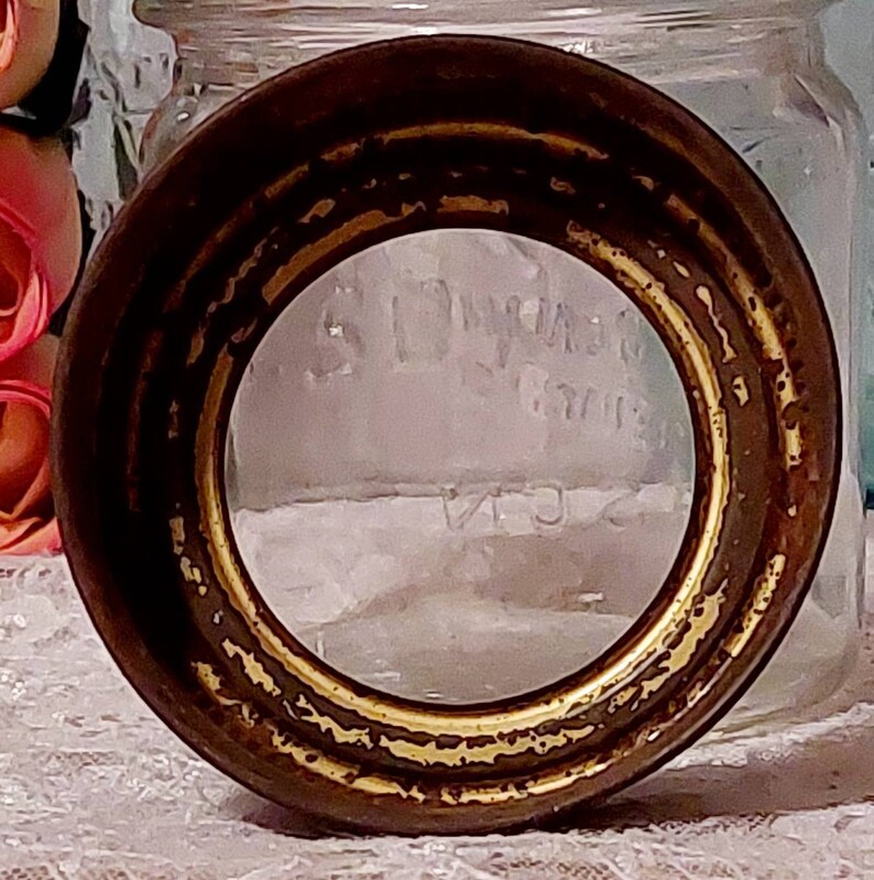 kerr glass insert lid metal band round half pint antique canning fruit mason jar cottagecore display collectible rustic kitch decor she shed image 9