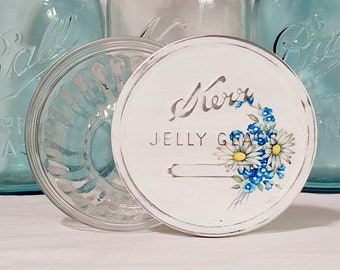 shabby daisy reclaimed kerr jelly glass jar chic cottagecore decorative she shed upcycled repurposed recycled spring garden flower nature