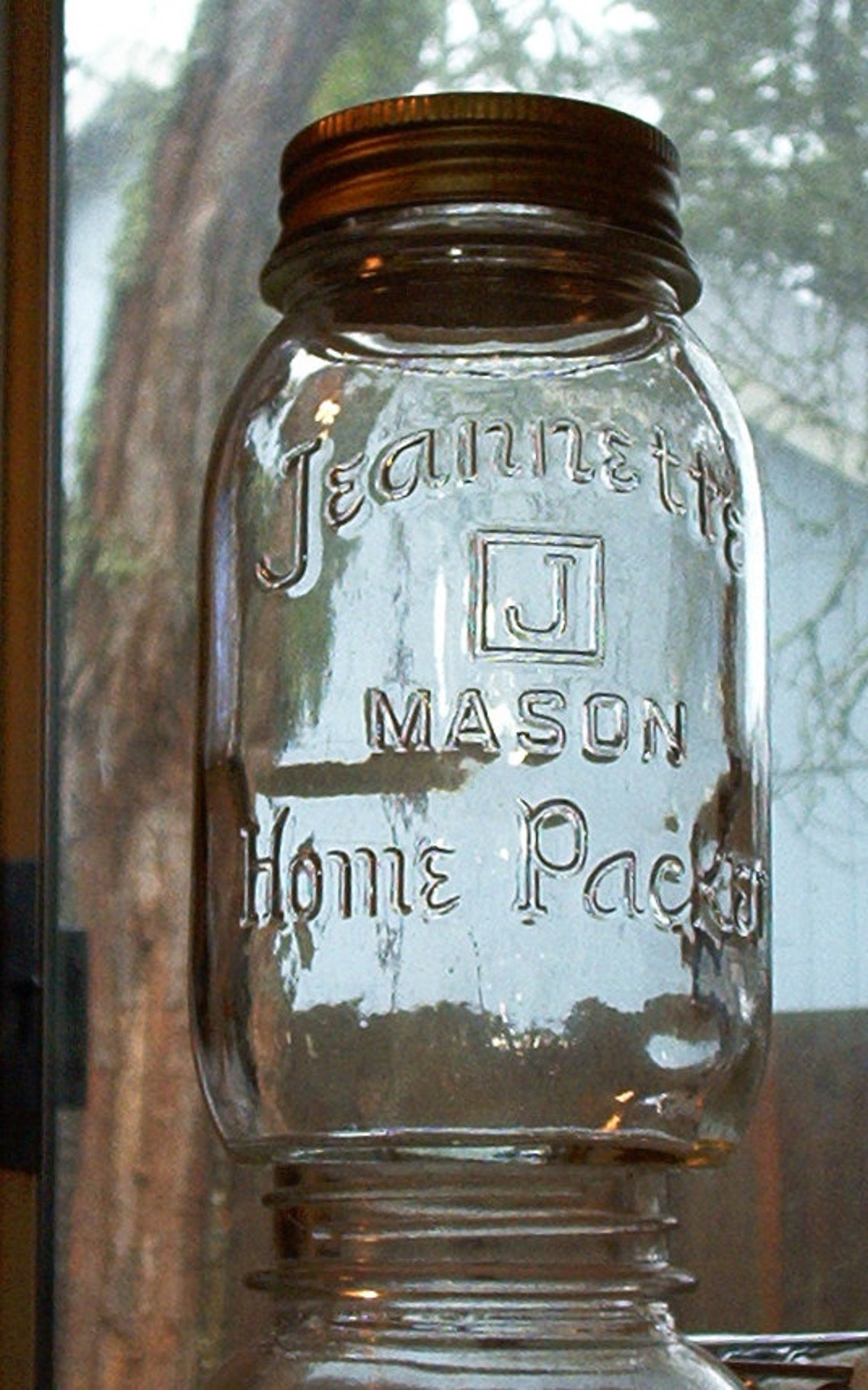 glass vintage mason jar canning home packer J in Etsy