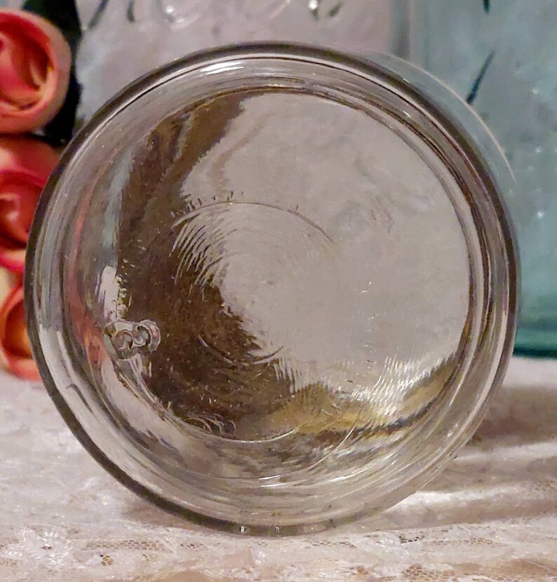 kerr glass insert lid metal band round half pint antique canning fruit mason jar cottagecore display collectible rustic kitch decor she shed image 8