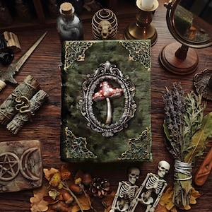 Skogshäxa Skuggornas Bok Blank Köksbotanik Wicca Pagan Grimoire Sammetsformelbok