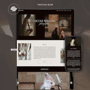 Photographer Squarespace website template. Modern Website design for videographer. Squarespace template 71 Photography website, portfolio