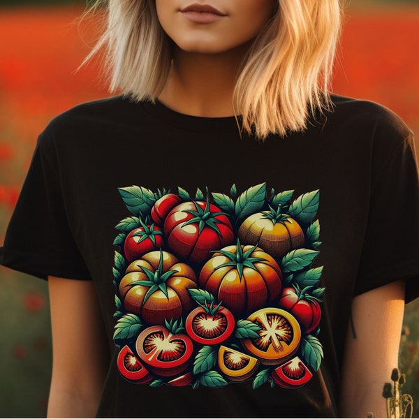 Tomato Shirt Low Poly Fruit Shirt Botanical Shirt Black Clothing Vegan Shirt Garden T Shirt Vegetable T Shirt Fruit Tee Aesthetic Clothes