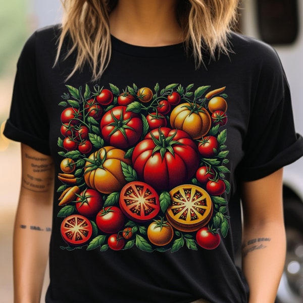 Tomato Shirt Fruit Shirt Botanical Shirt Black Clothing Vegan Shirt Garden T Shirt Vegetable T Shirt Fruit Tee Aesthetic Clothes