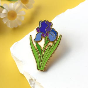 Iris Enamel Pin | Flower Lovers Pin Badge / Lapel Pin | Collar Pin / Cute Pin Collection / Gift for Her Him