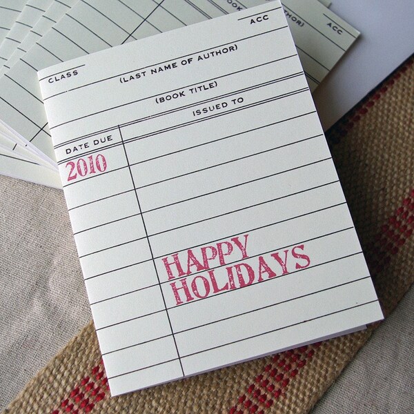 Holiday Card Set - Happy Holidays Library Cards (6)