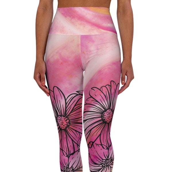 Pastel Floral High-Waisted Yoga Leggings: Printed, Sporty, and Universally Stylish