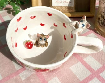 Custom Pet Portrait Mug: Handmade Ceramic Coffee Cup, Gift for Pet Lovers