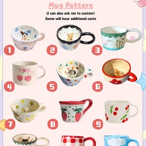 Handmade Custom Pet Figure Ceramic Mug: Dog Mug For Mother, Pastel Floral Cottagecore Art image 2