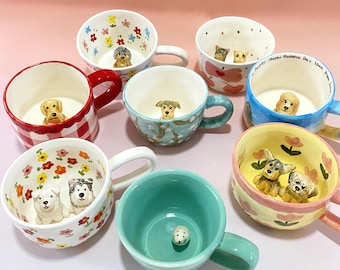 Custom Pet Mug, Handmade Ceramic Dog Figurine Cup