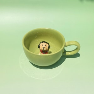 Handmade Custom Pet Figure Ceramic Mug: Dog Mug For Mother, Pastel Floral Cottagecore Art image 15