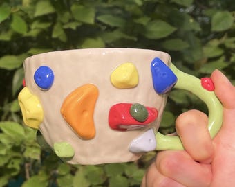 Handmade Ceramic Rock Climbing Mug: Gift for Climbers