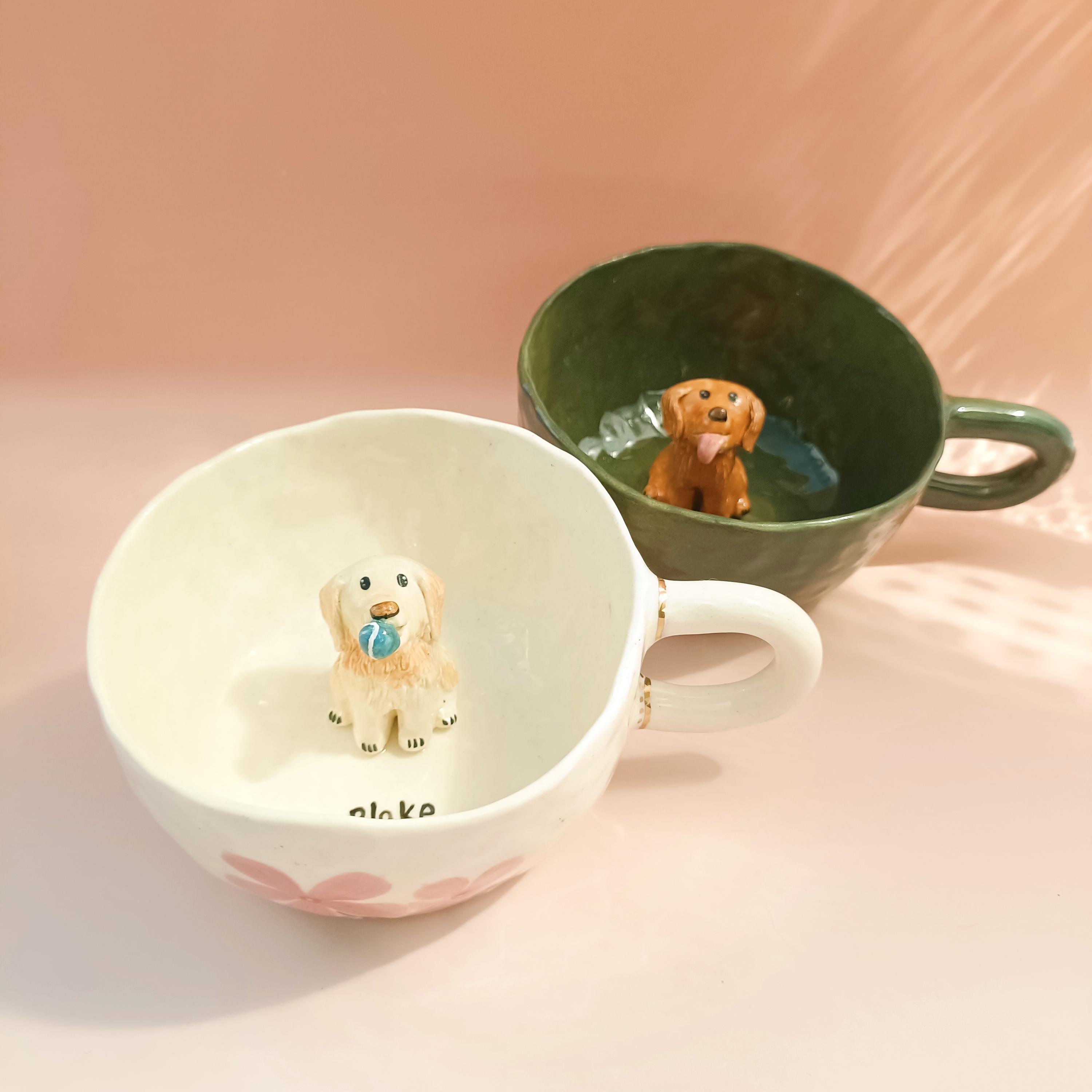 Custom Pet Mug Pet Figure Mug Handmade Ceramic Gift For Pet Lovers Peekaboo Coffee Mug